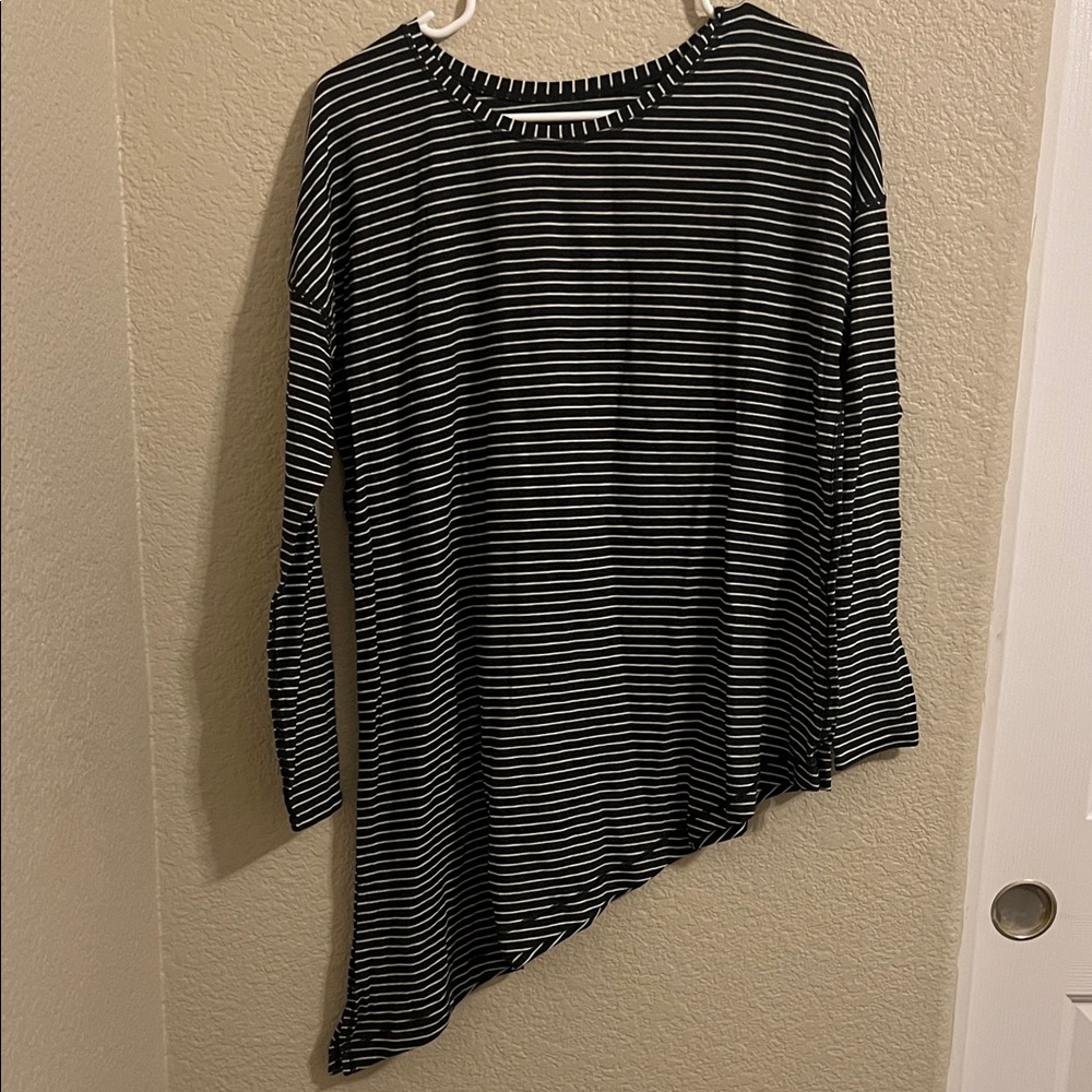 lululemon athletica Black and White Striped Long Sleeve Top